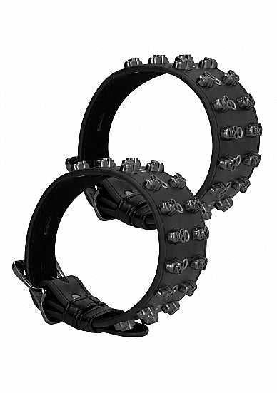 Skulls and Bones Ankle Cuffs with Skulls Black